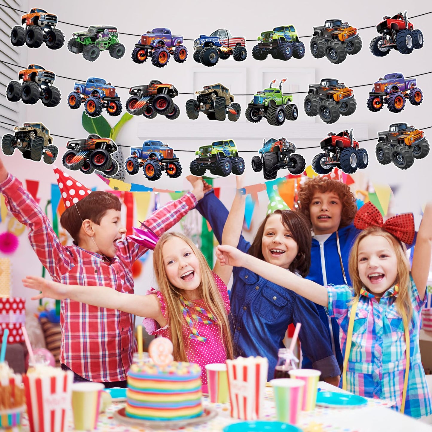 KINGZONE Monster Truck Birthday Decorations – Racing Theme Party Supplies