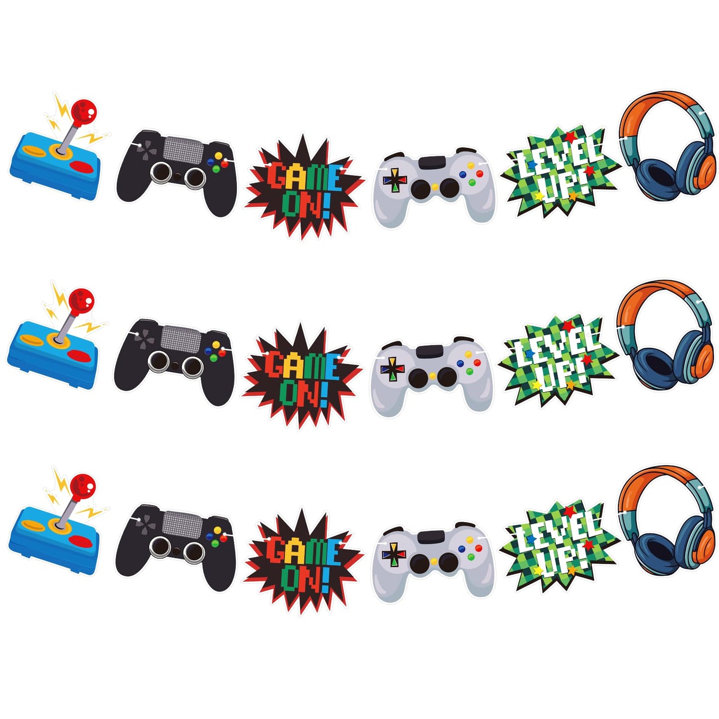 KINGZONE Video Game Happy Birthday Banner – Game On Controllers Party Decor for Kids