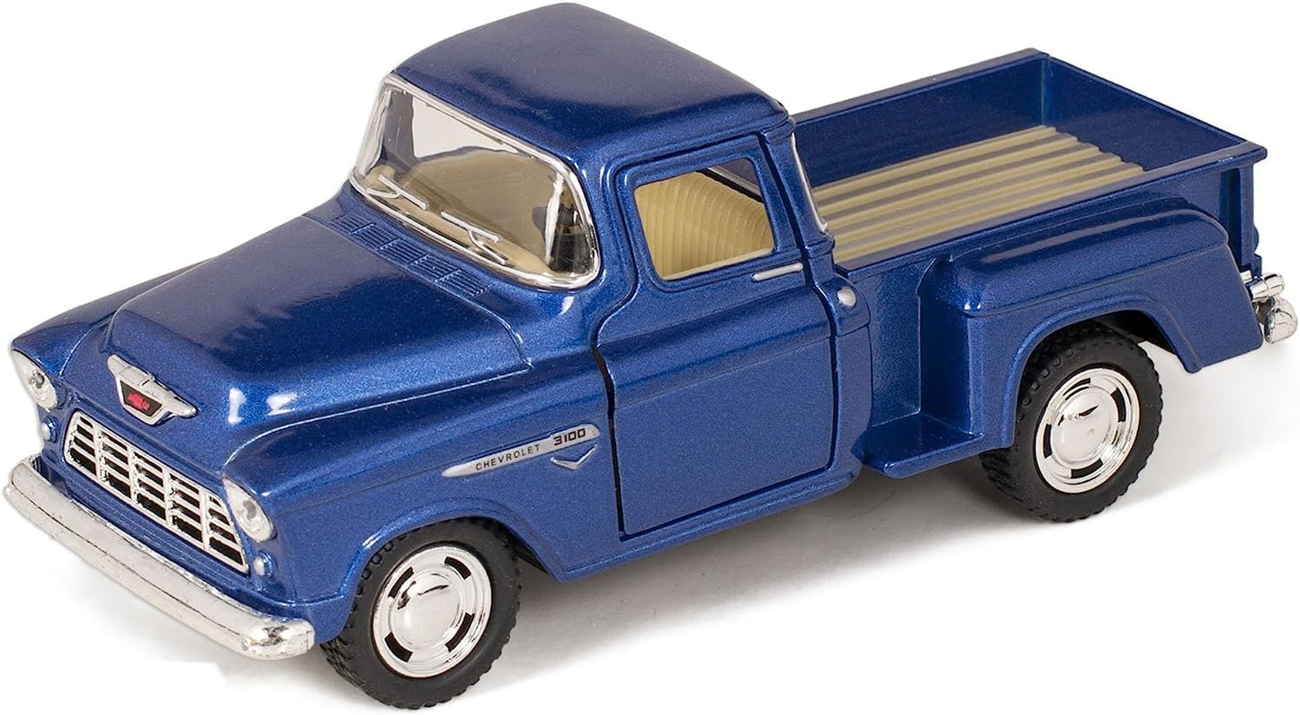 KiNSMART 1955 Chevrolet Stepside Pickup – 1:32 Die-Cast, 5-Inch Blue Display Model