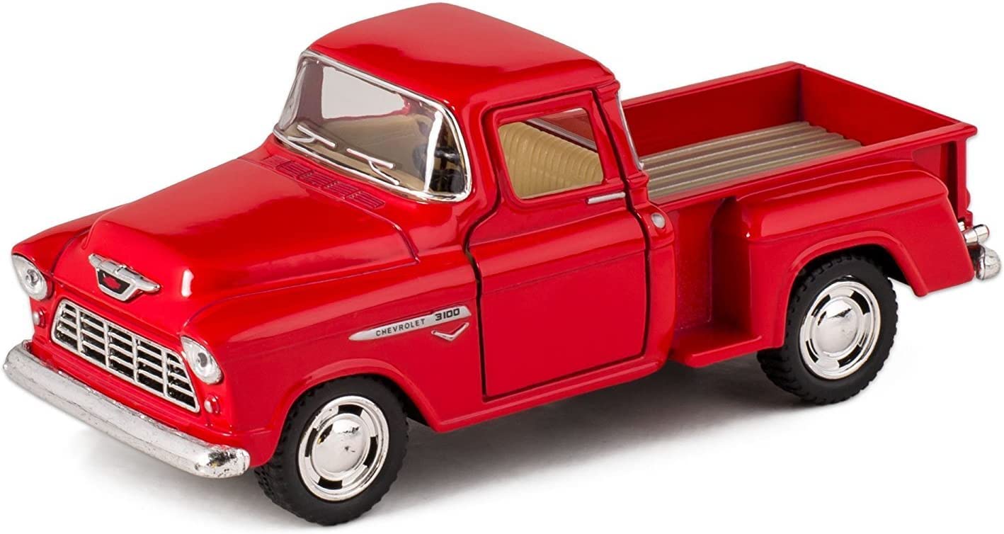 KiNSMART 1955 Chevrolet Stepside Pickup – 1:32 Die-Cast, 5-Inch Red