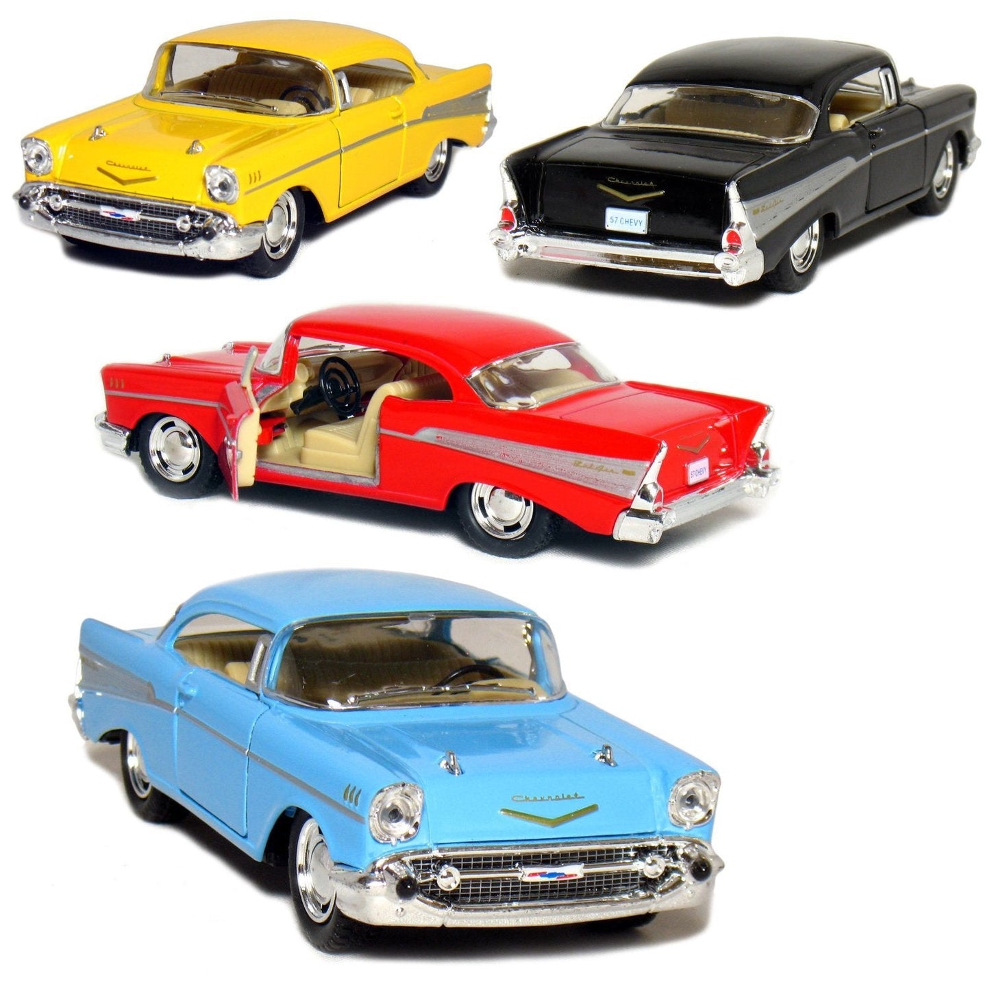 KiNSMART 1957 Chevy Bel Air Coupe 1:40 Scale Die-Cast Model Car - 4-Pack