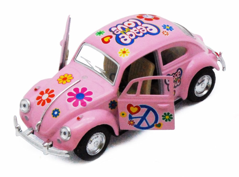 KiNSMART 1967 VW Beetle Pastel – Peace & Flower Decals, 1:36 Die-Cast