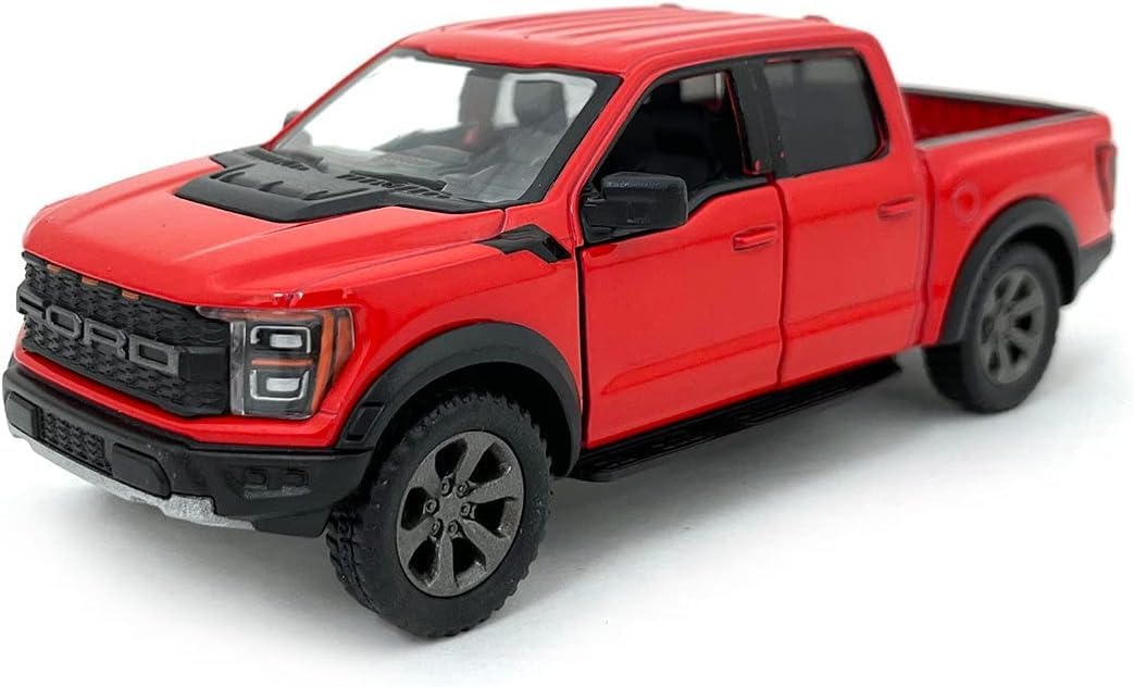 KiNSMART 2022 Ford F-150 Raptor 5-Inch Die Cast Model Truck Set – 4 Colors, Opening Doors, Pullback
