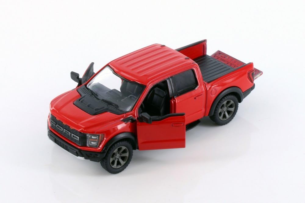 KiNSMART 2022 Ford F-150 Raptor 5-Inch Die Cast Model Truck Set – 4 Colors, Opening Doors, Pullback