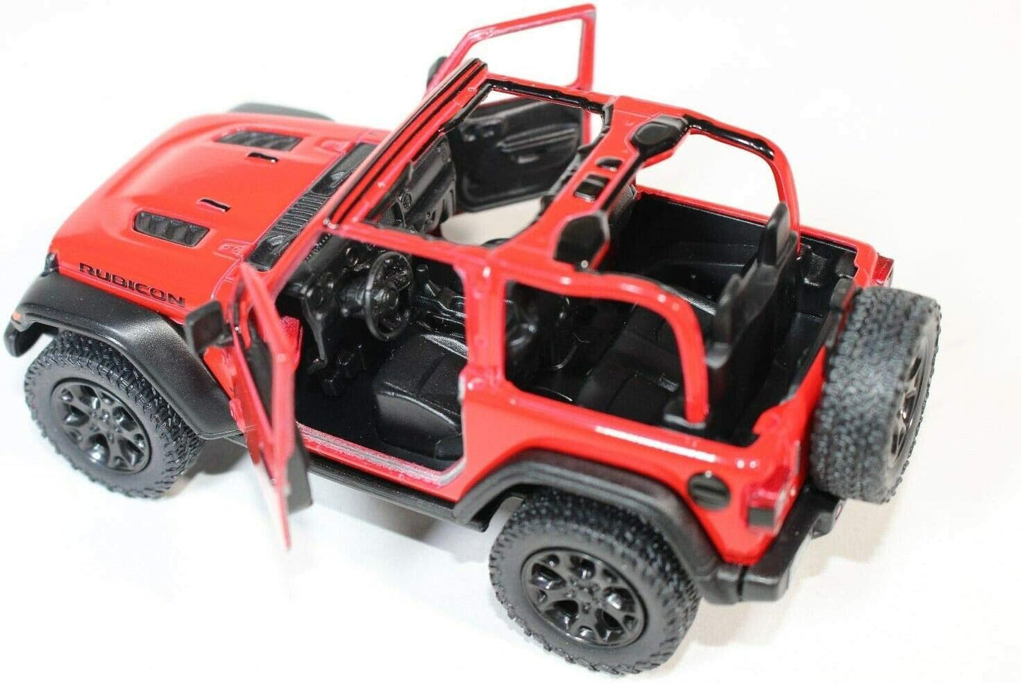 KiNSMART Jeep Wrangler Rubicon Die-Cast Model | 1:34 Scale, 5-Inch, Red Open-Top