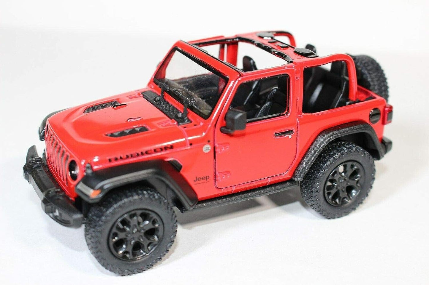 KiNSMART Jeep Wrangler Rubicon Die-Cast Model | 1:34 Scale, 5-Inch, Red Open-Top