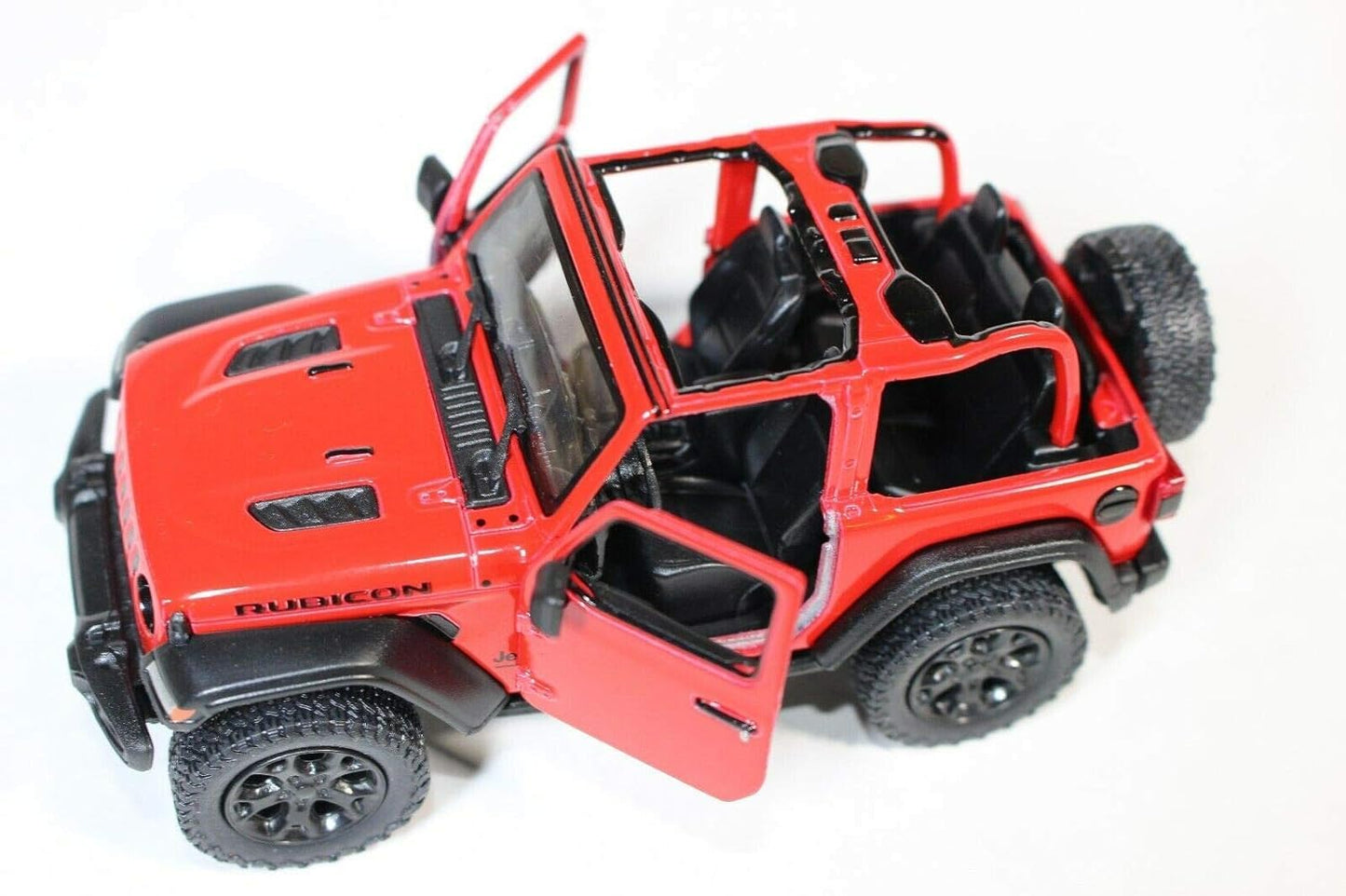 KiNSMART Jeep Wrangler Rubicon Die-Cast Model | 1:34 Scale, 5-Inch, Red Open-Top