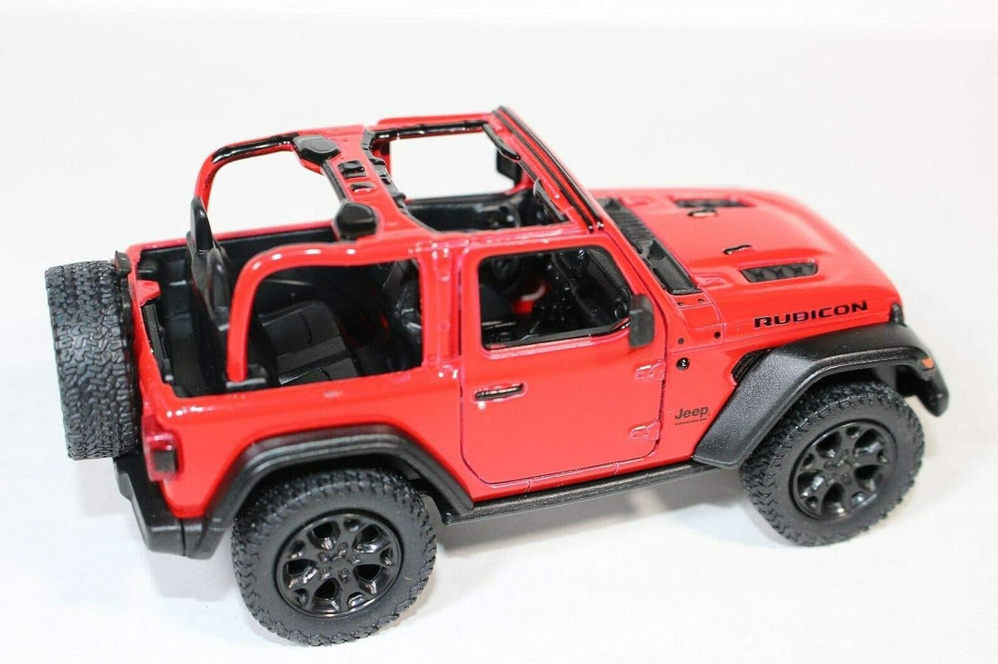 KiNSMART Jeep Wrangler Rubicon Die-Cast Model | 1:34 Scale, 5-Inch, Red Open-Top