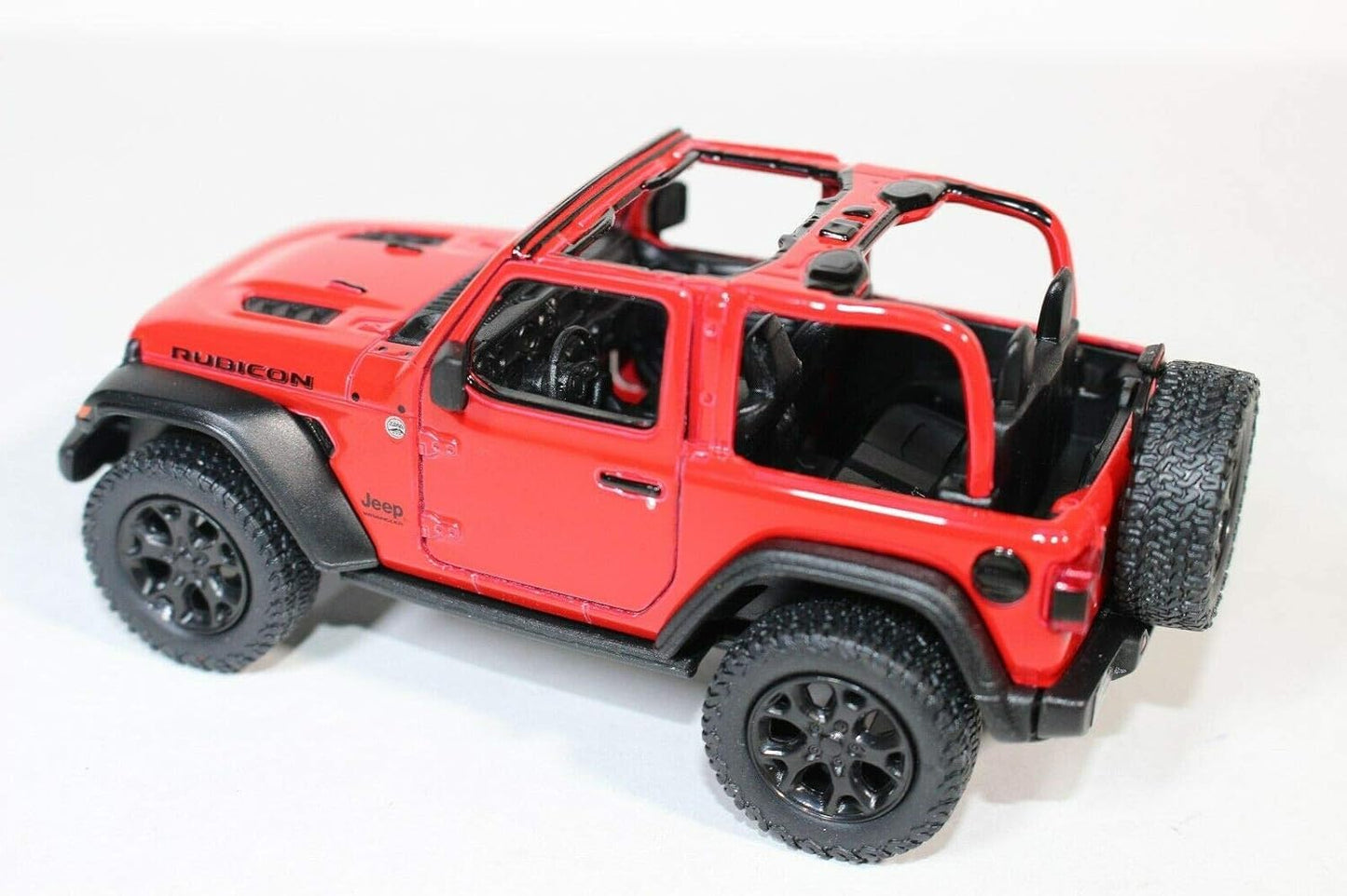 KiNSMART Jeep Wrangler Rubicon Die-Cast Model | 1:34 Scale, 5-Inch, Red Open-Top