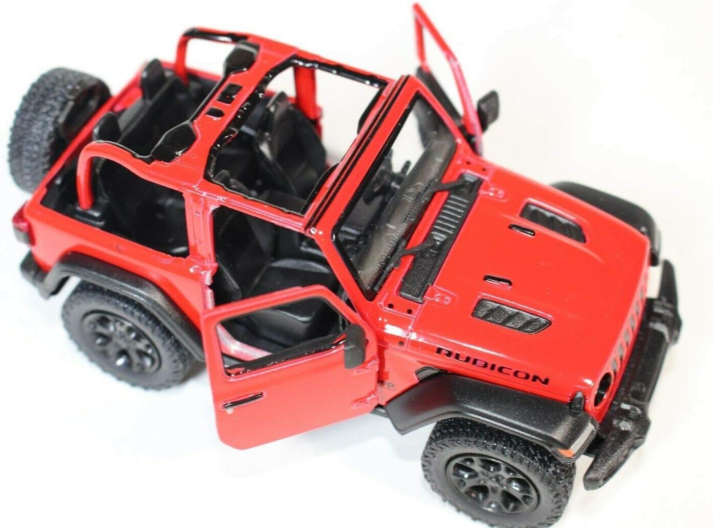 KiNSMART Jeep Wrangler Rubicon Die-Cast Model | 1:34 Scale, 5-Inch, Red Open-Top