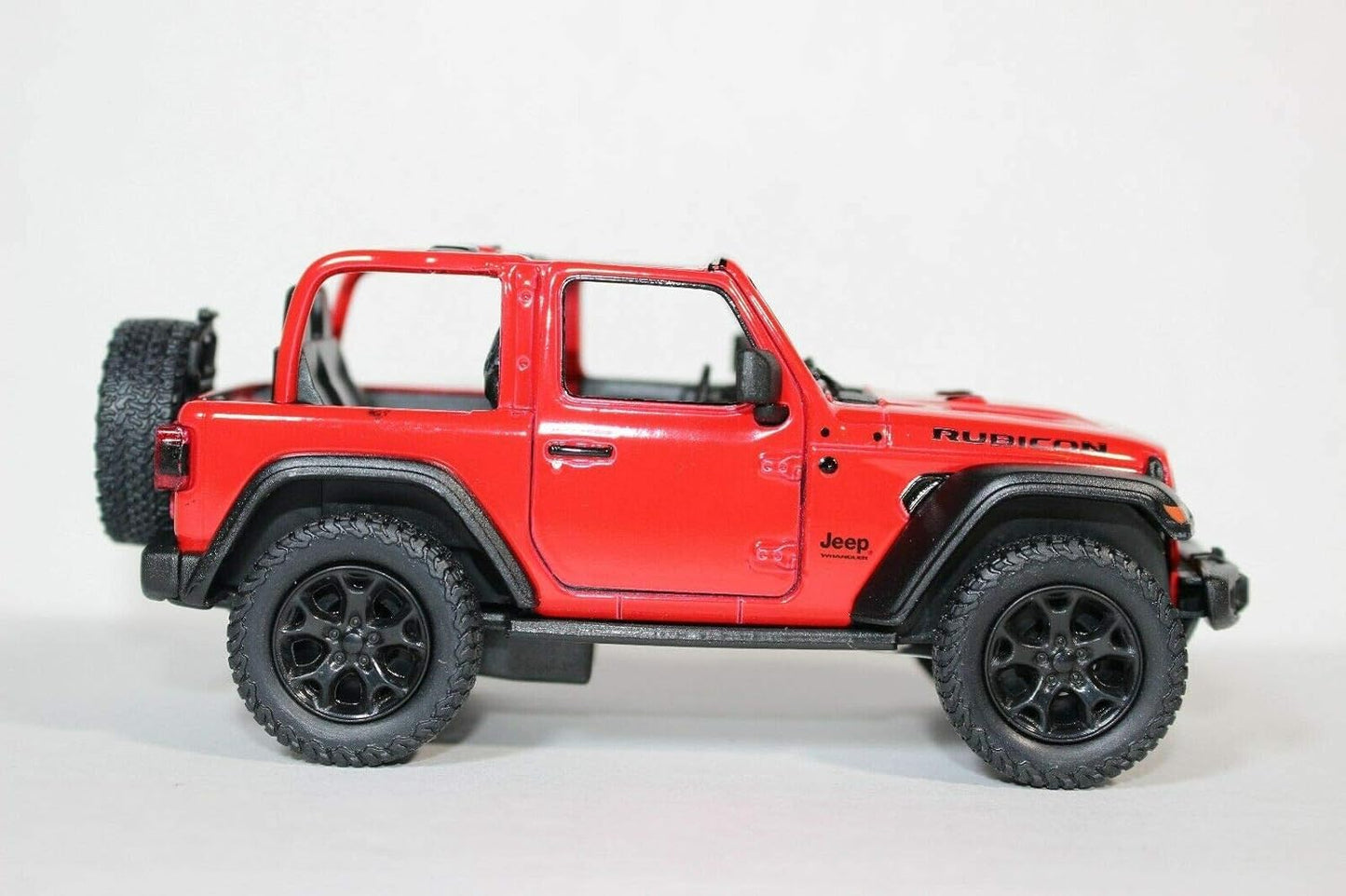 KiNSMART Jeep Wrangler Rubicon Die-Cast Model | 1:34 Scale, 5-Inch, Red Open-Top
