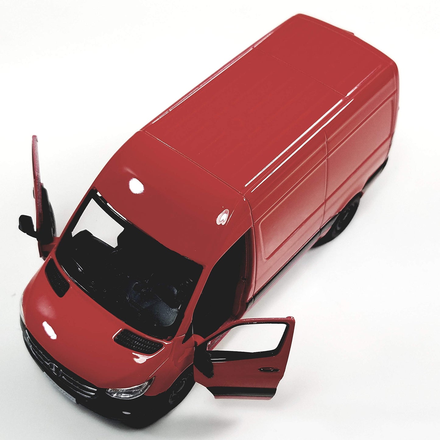 KiNSMART Mercedes-Benz Sprinter Cargo Van 1:48 O Scale Die-Cast Model – Red, Pull-Back Action