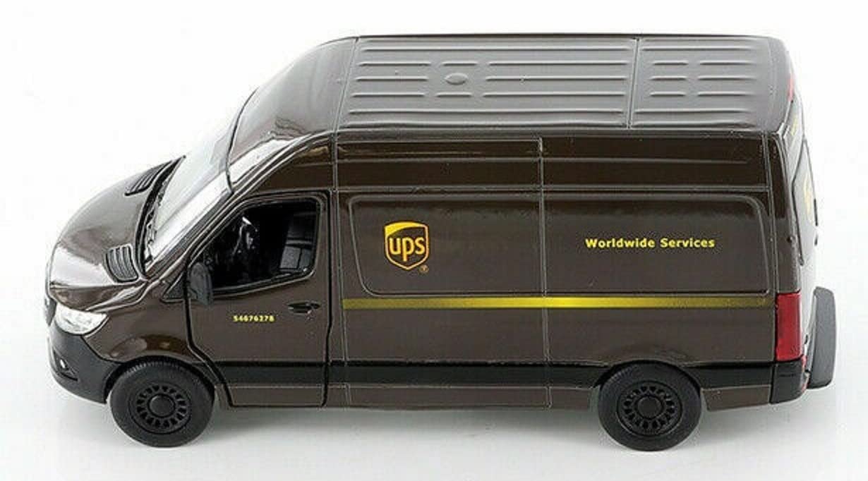 KiNSMART Mercedes-Benz Sprinter UPS Edition 1:48 O-Scale Die-Cast Model Van with Pull-Back Action
