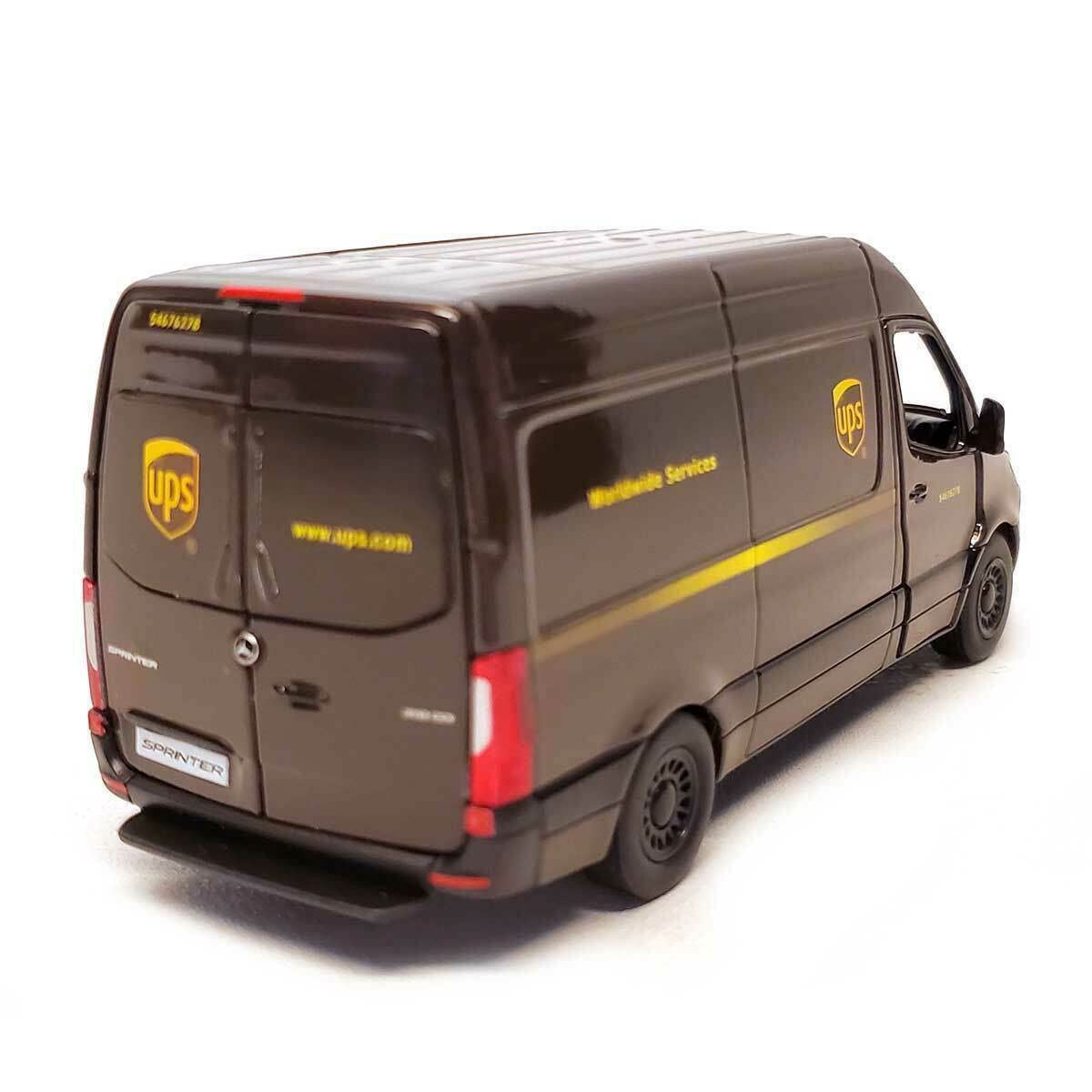 KiNSMART Mercedes-Benz Sprinter UPS Edition 1:48 O-Scale Die-Cast Model Van with Pull-Back Action