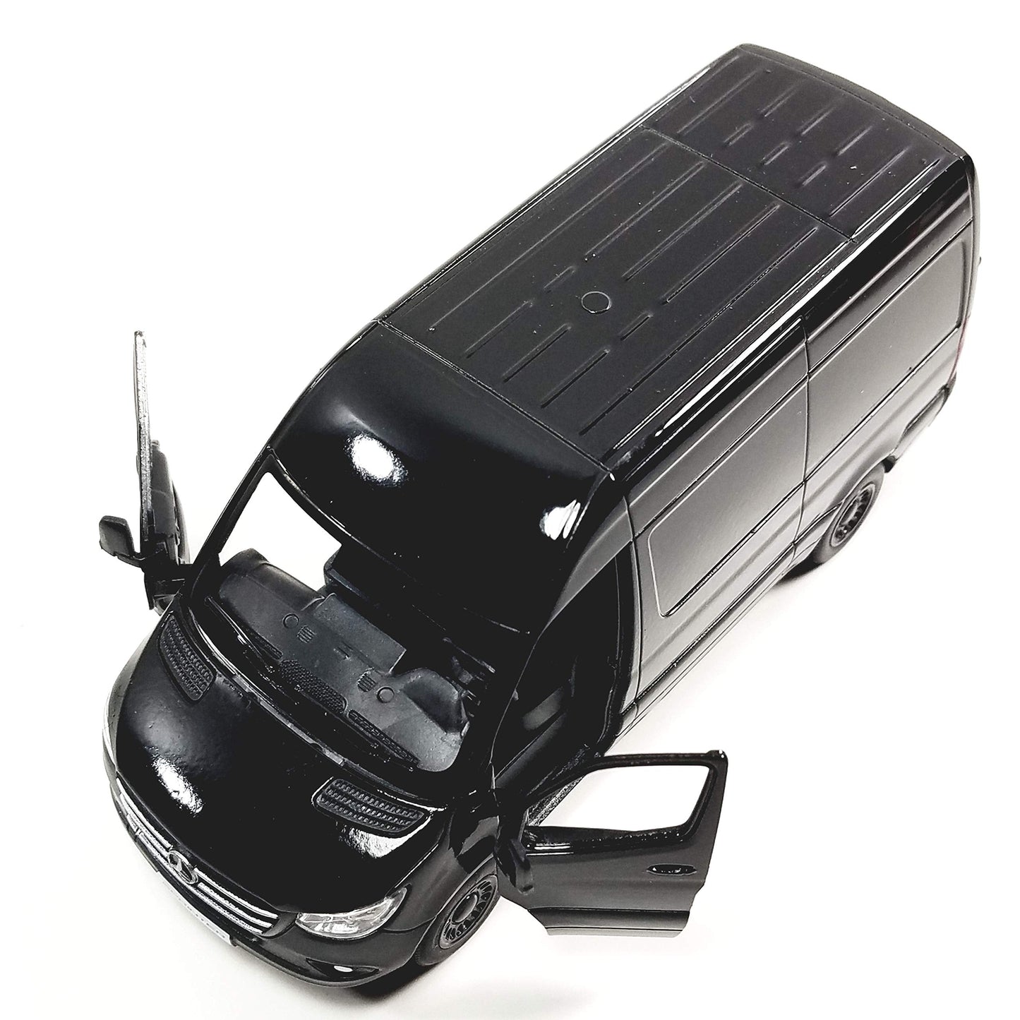 KiNSMART Mercedes-Benz Sprinter Cargo Van 1:48 Die-Cast Model – Pull-Back Action, Black