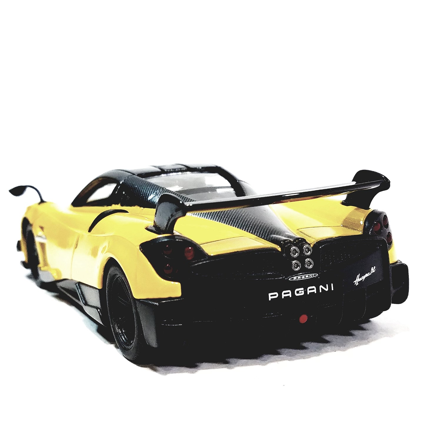 KiNSMART Pagani Huayra BC 1:38 Die-Cast Model Car – 5in Pull-Back, Open Doors, Yellow
