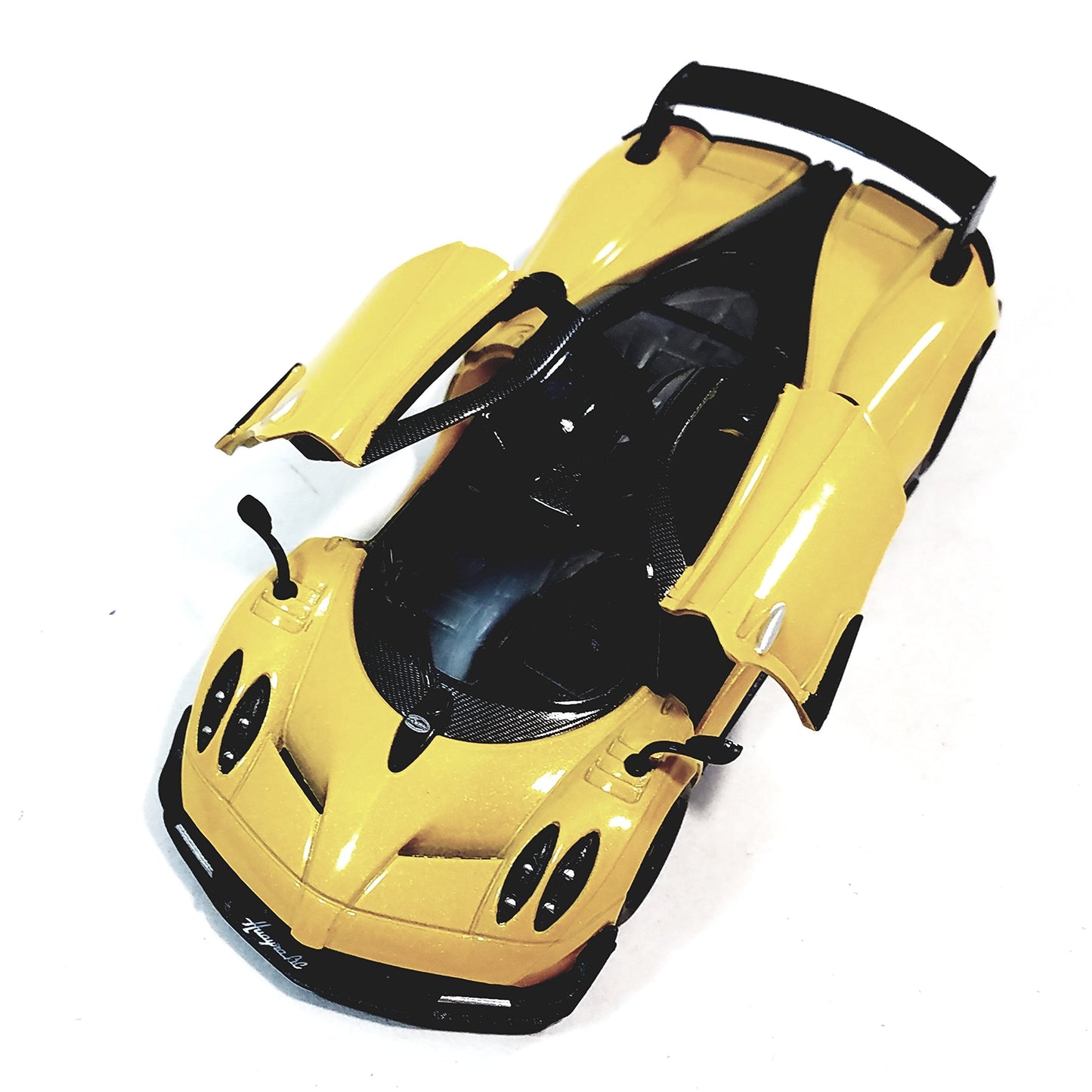 KiNSMART Pagani Huayra BC 1:38 Die-Cast Model Car – 5in Pull-Back, Open Doors, Yellow