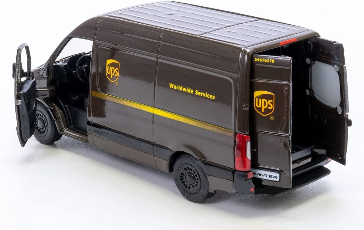 KiNSMART UPS Sprinter + USPS LLV Die-Cast 5-Inch Dual-Pack – Authentic Collectible Mini Vehicles