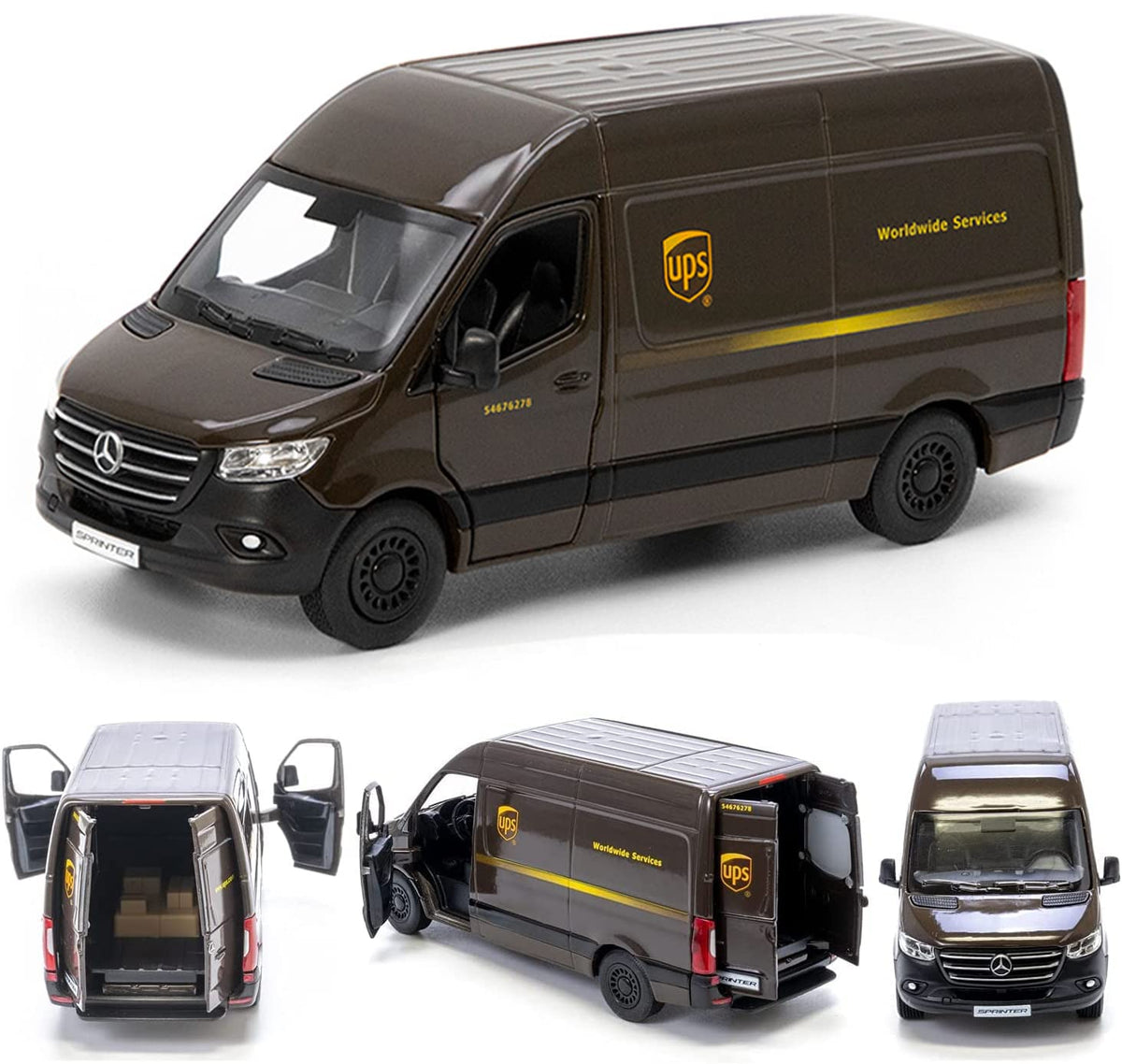 KiNSMART UPS Sprinter + USPS LLV Die-Cast 5-Inch Dual-Pack – Authentic Collectible Mini Vehicles
