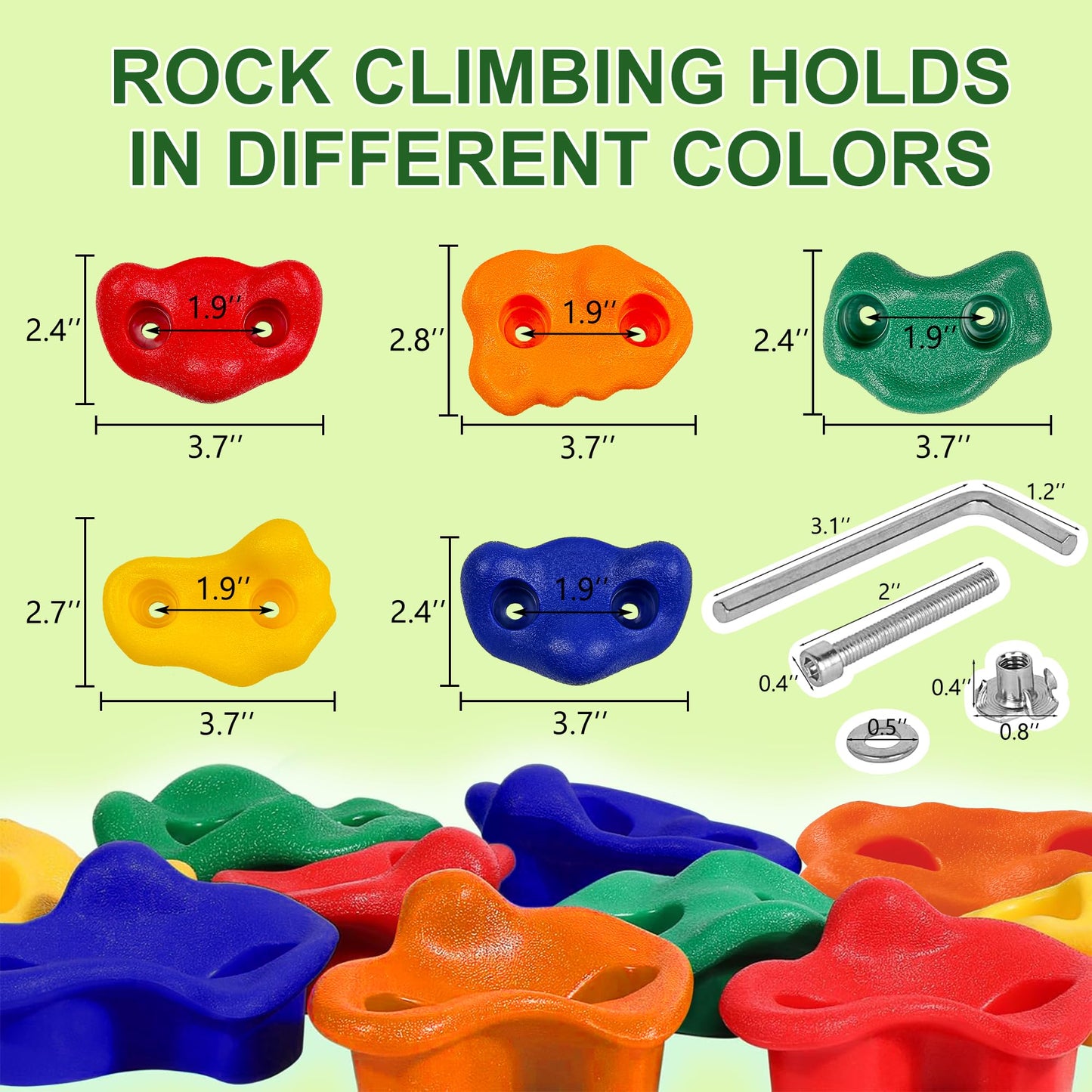 KINSPORY 17-Pack Playground Parts & Accessories for Kids – Rock Climbing Holds, Handles, Play Phones & Steering Wheel