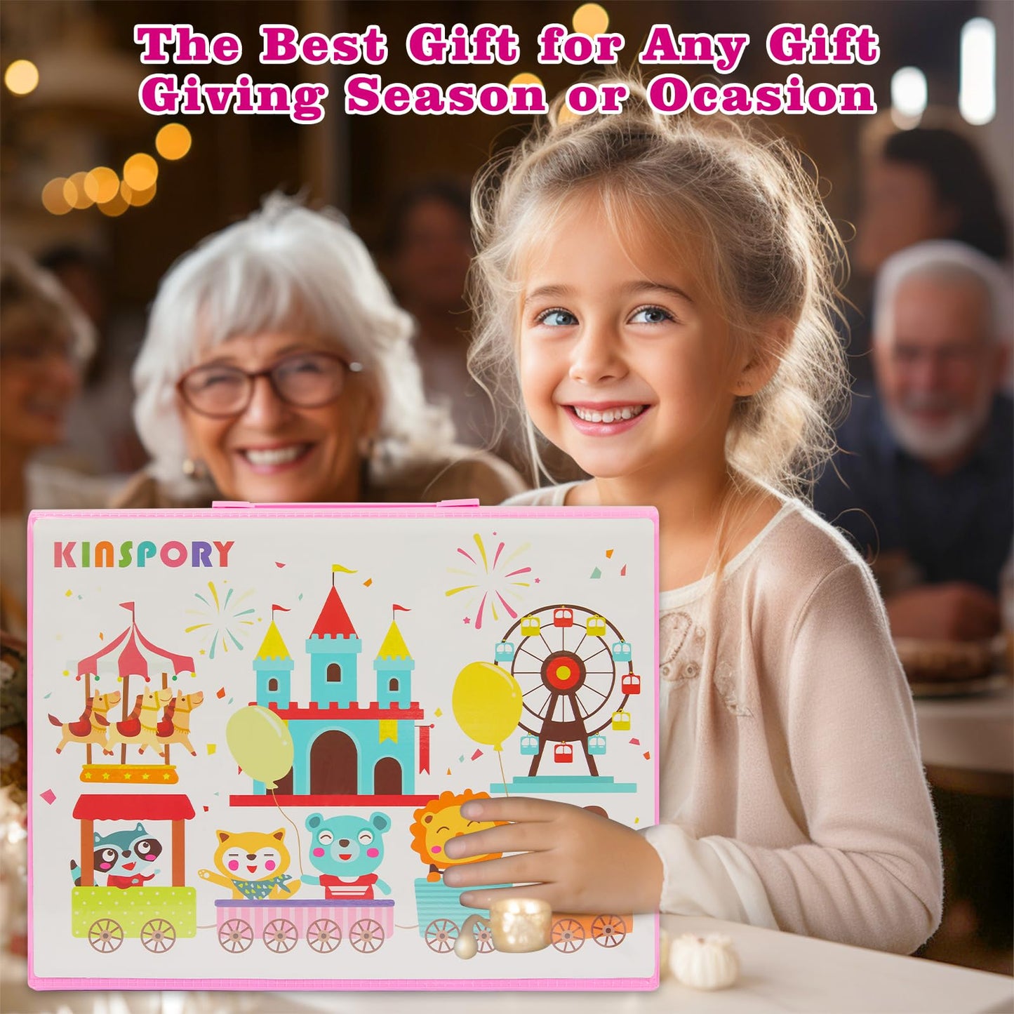 KINSPORY 290-Piece Art Set with Double-Side Easel – Pink Creative Gift for Kids