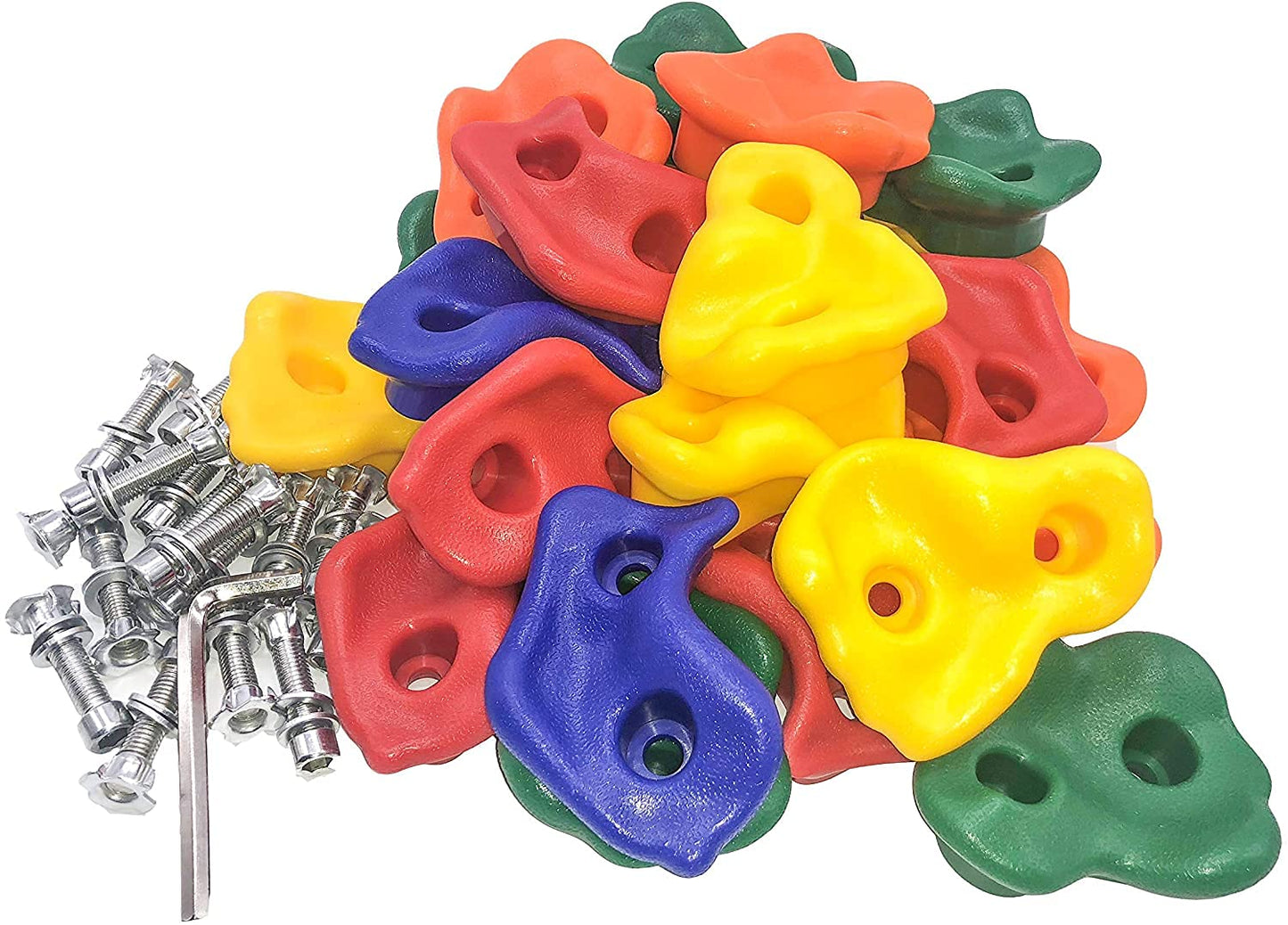 KINSPORY 20pc Rock Wall Climbing Holds Set – Pig Nose Shapes with Two Blue Handles for Indoor/Outdoor Play