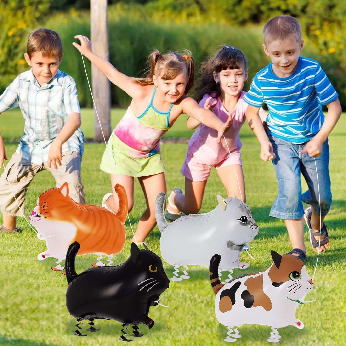 KINYFY 8 Pcs Walking Cat Balloons – Farm Theme Party Decor, Cat Balloons Mylar