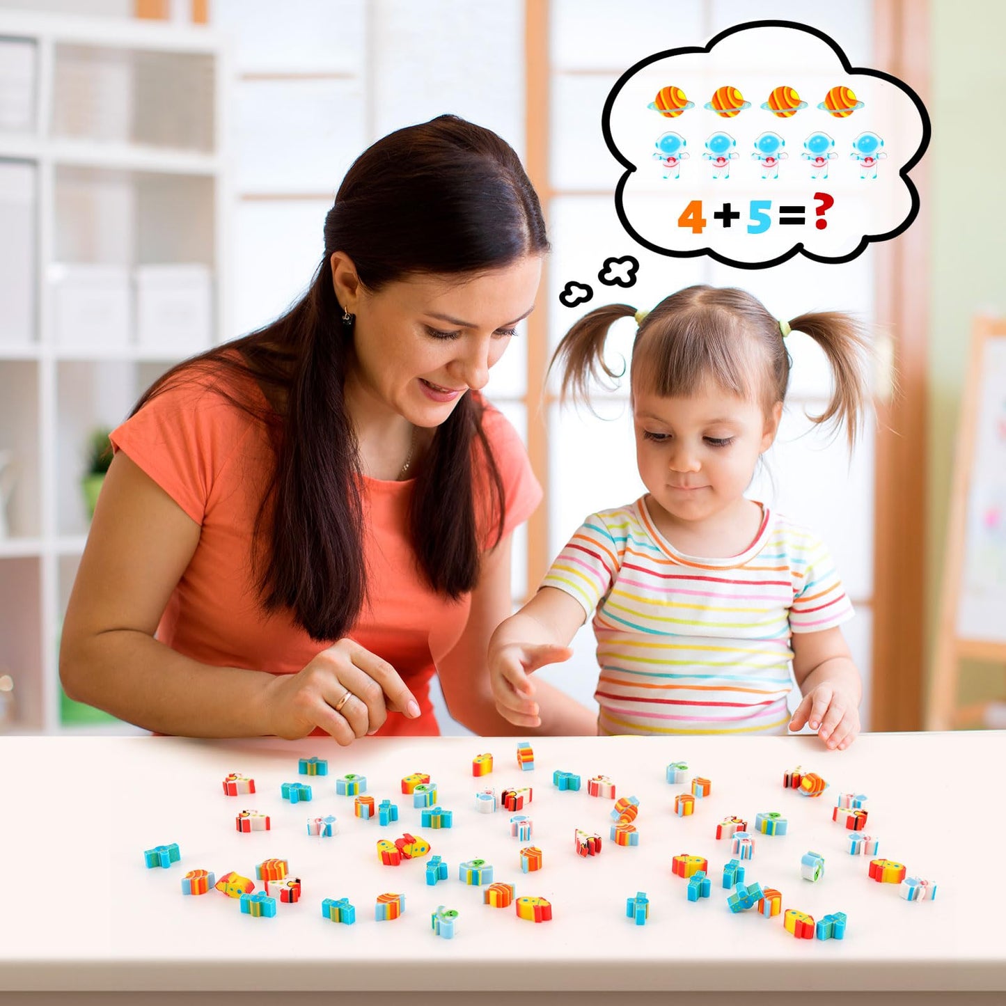 KINYFY 240 Pcs Space Erasers — Mini Astronaut, Rocket, UFO Pencil Erasers for Kids, Party Favors & Classroom Rewards