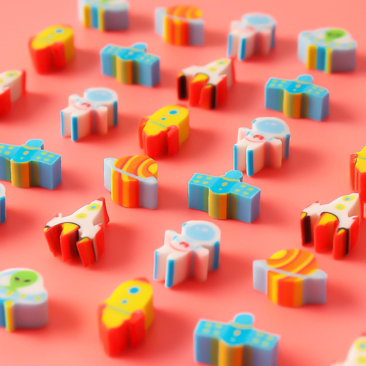 KINYFY 240 Pcs Space Erasers — Mini Astronaut, Rocket, UFO Pencil Erasers for Kids, Party Favors & Classroom Rewards