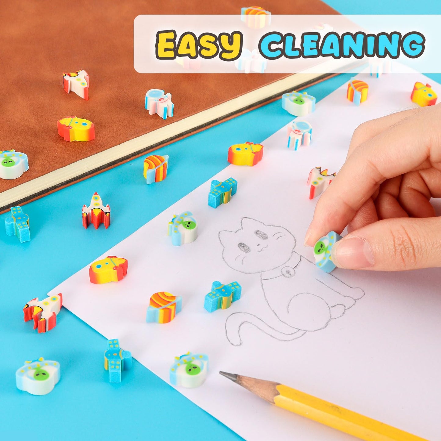 KINYFY 240 Pcs Space Erasers — Mini Astronaut, Rocket, UFO Pencil Erasers for Kids, Party Favors & Classroom Rewards