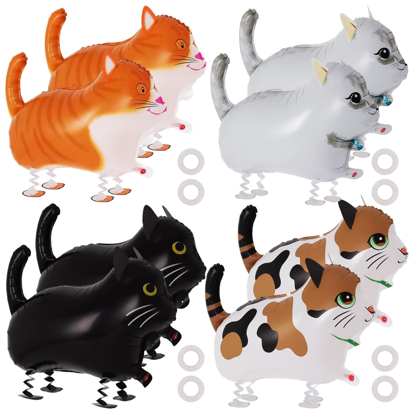 KINYFY 8 Pcs Walking Cat Balloons – Farm Theme Party Decor, Cat Balloons Mylar