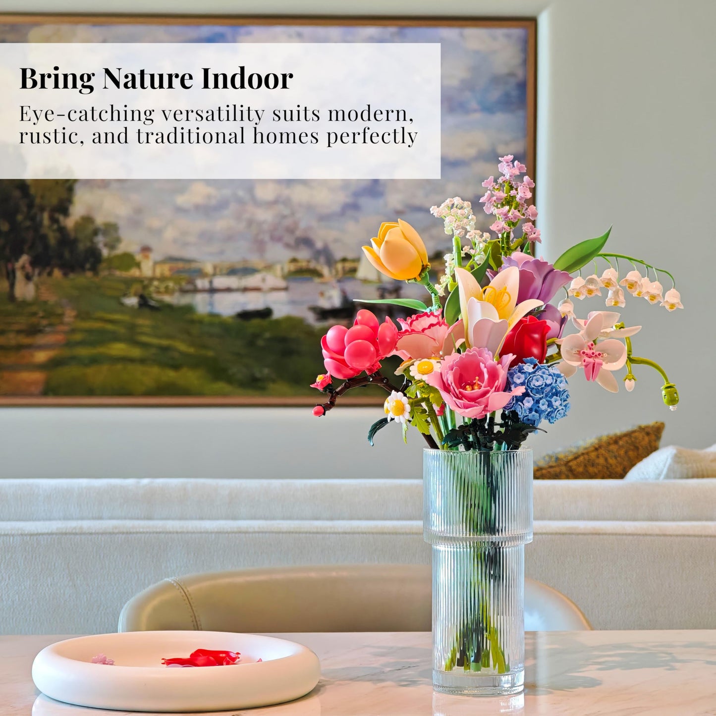 kioooki Flowers Bouquet Building Set for Adults – 13 Buildable Blooms, 925 Pieces (Vase Not Included)