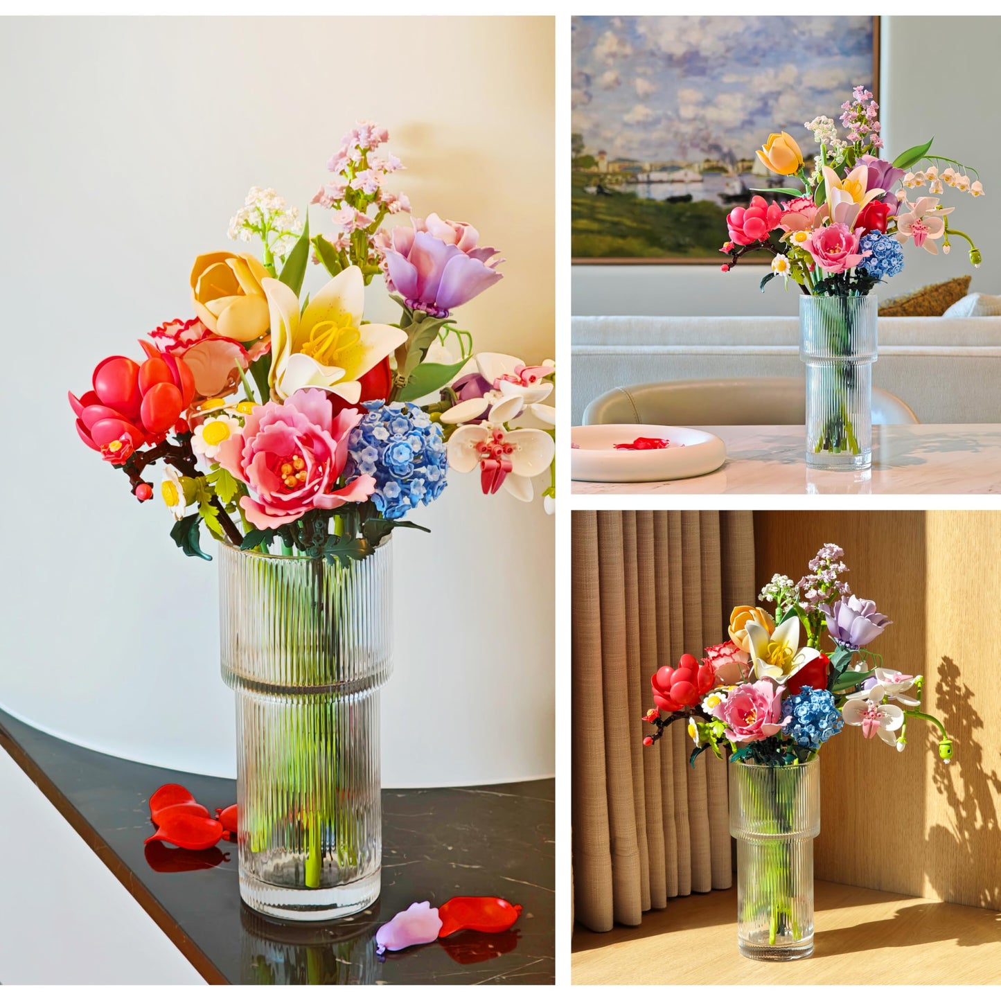 kioooki Flowers Bouquet Building Set for Adults – 13 Buildable Blooms, 925 Pieces (Vase Not Included)