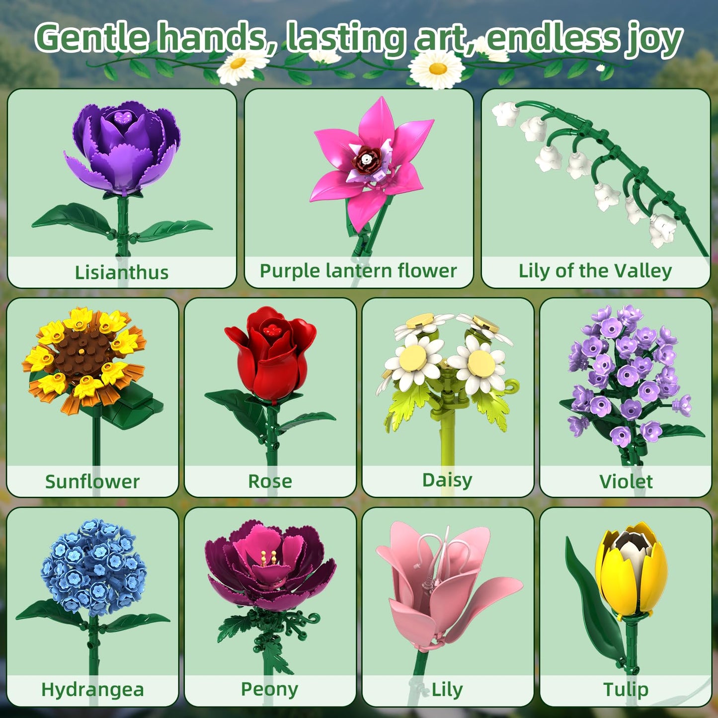 Kiothdre Flower Bouquet Set for Adults - Buildable Artificial Floral Collection