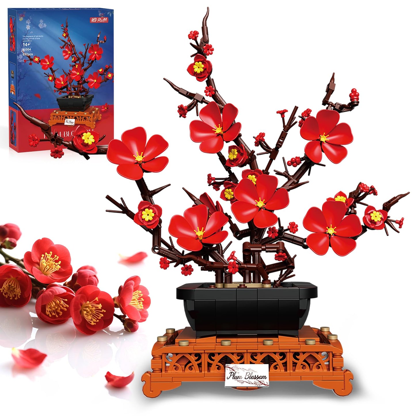 Kiothdre Plum Blossom Building Sets for Adults & Women – 692PCS Floral Bouquet Kit