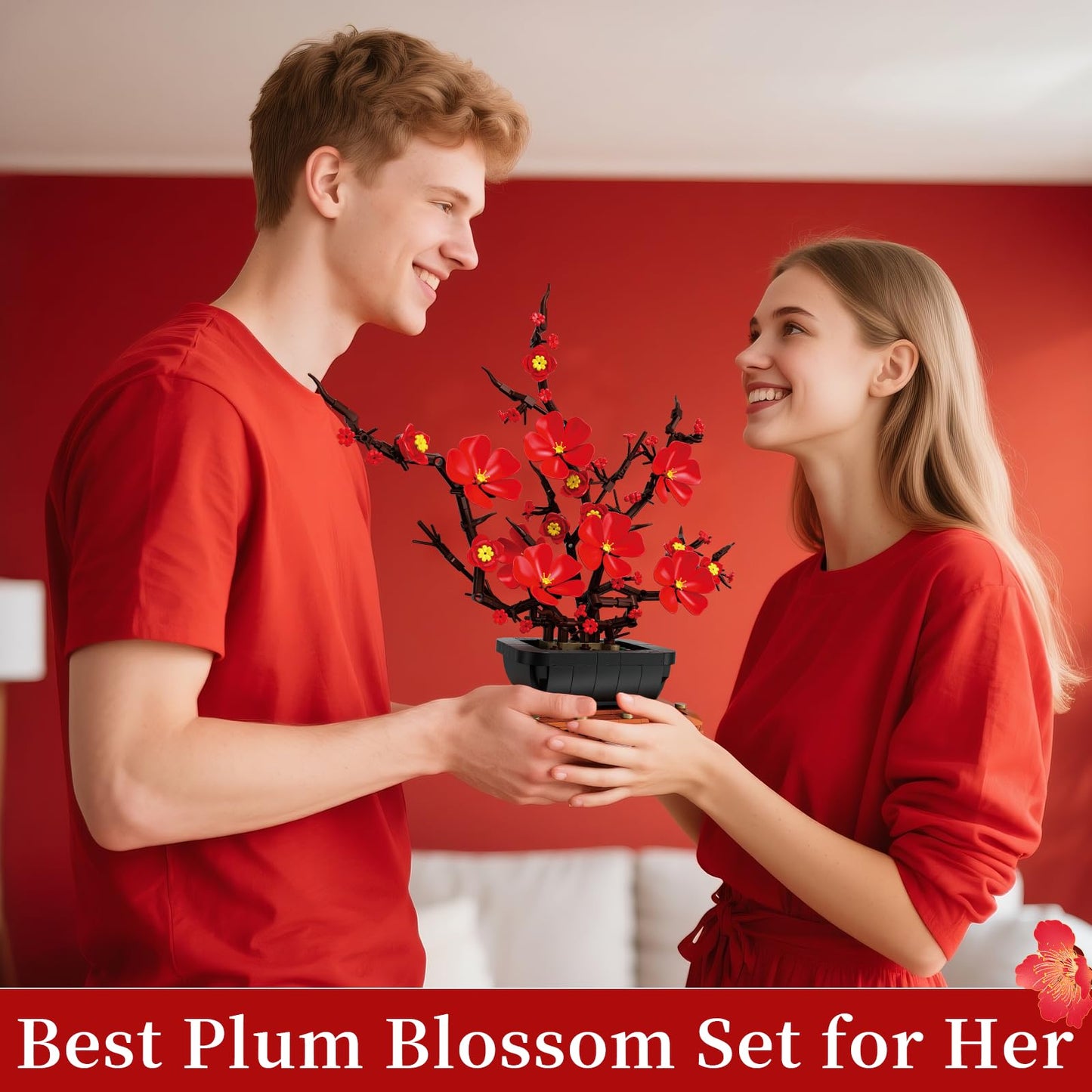 Kiothdre Plum Blossom Building Sets for Adults & Women – 692PCS Floral Bouquet Kit