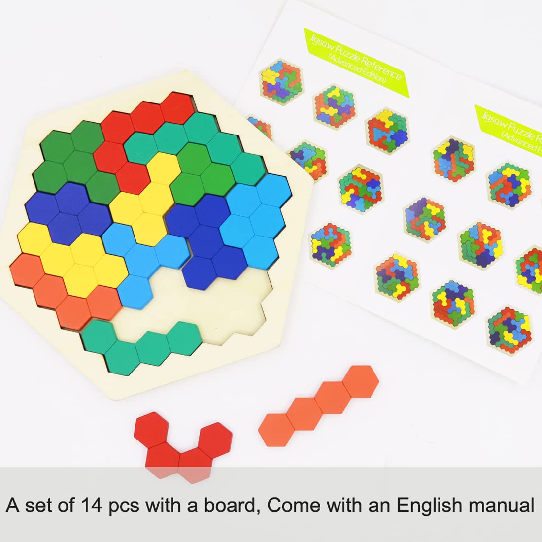 Kiouposy 2 Pack Wooden Russian Blocks & Hexagon Puzzles – Brain Teasers for All Ages