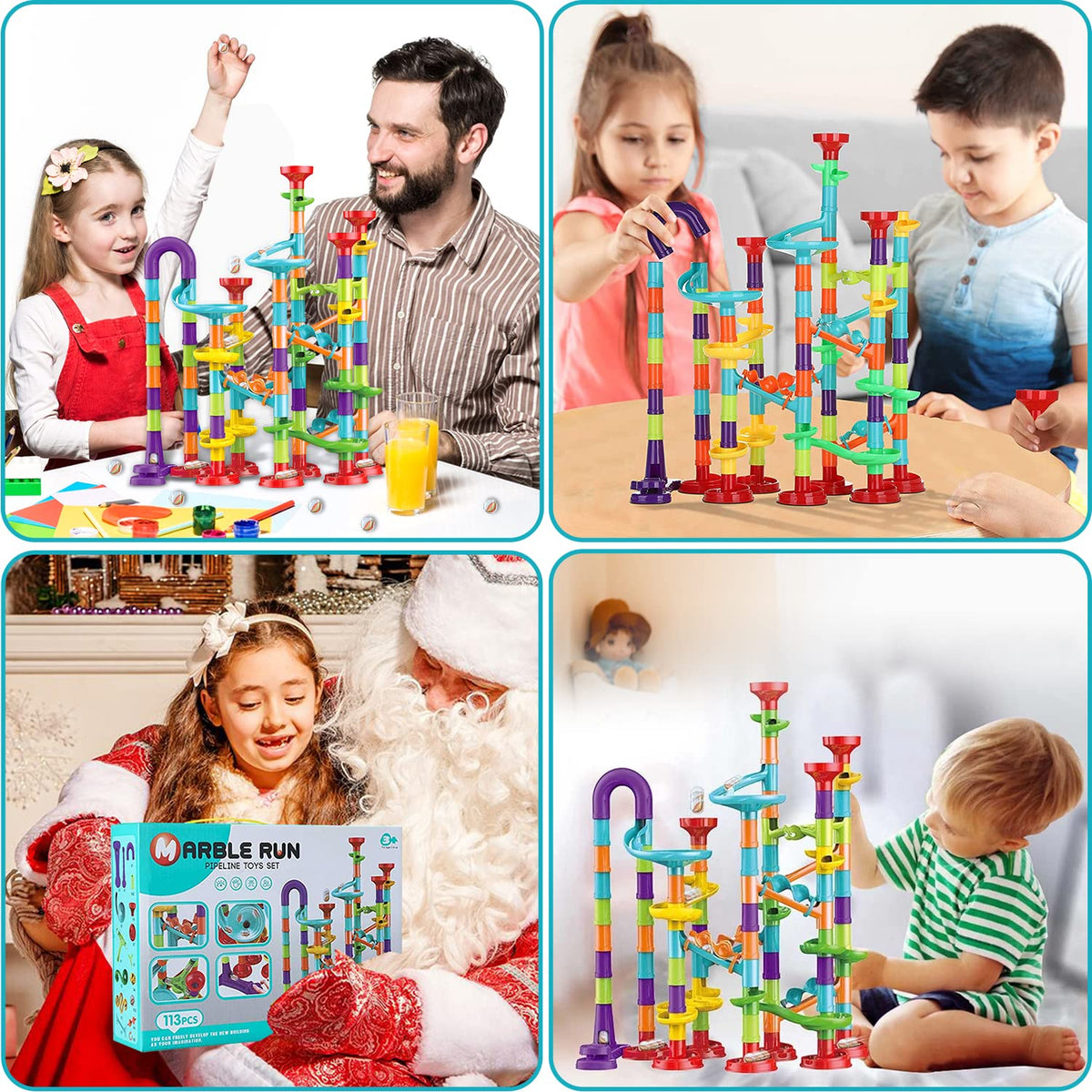 Kipawa Marble Run for Kids 4-8 – DIY 3D Maze Building Blocks with Glass Marbles