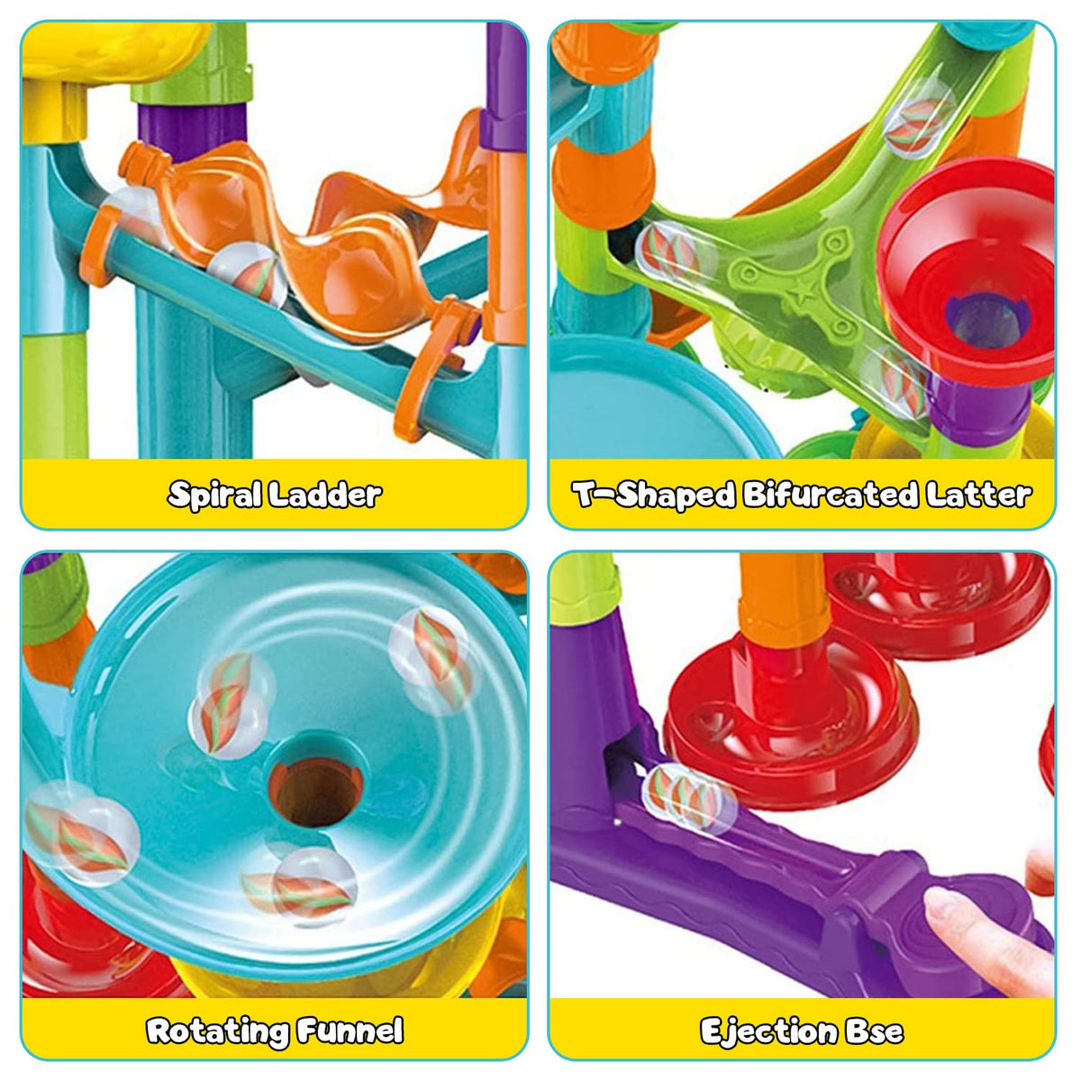 Kipawa Marble Run for Kids 4-8 – DIY 3D Maze Building Blocks with Glass Marbles