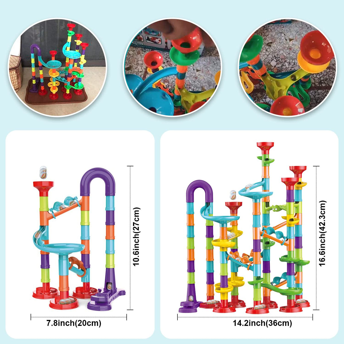 Kipawa Marble Run for Kids 4-8 – DIY 3D Maze Building Blocks with Glass Marbles