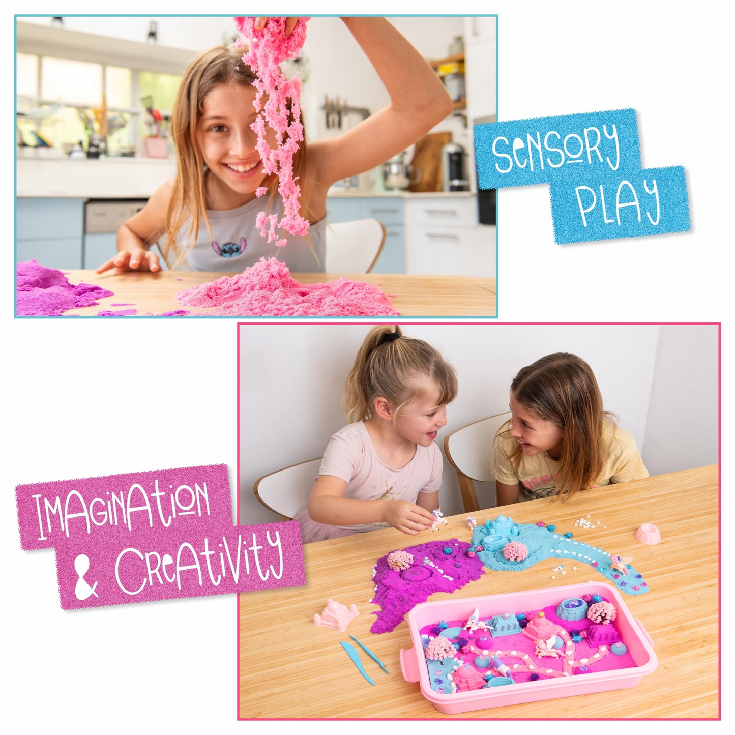 Kipipol Unicorn Sensory Bin – 2.4 lb Magic Sand Kit for Toddlers