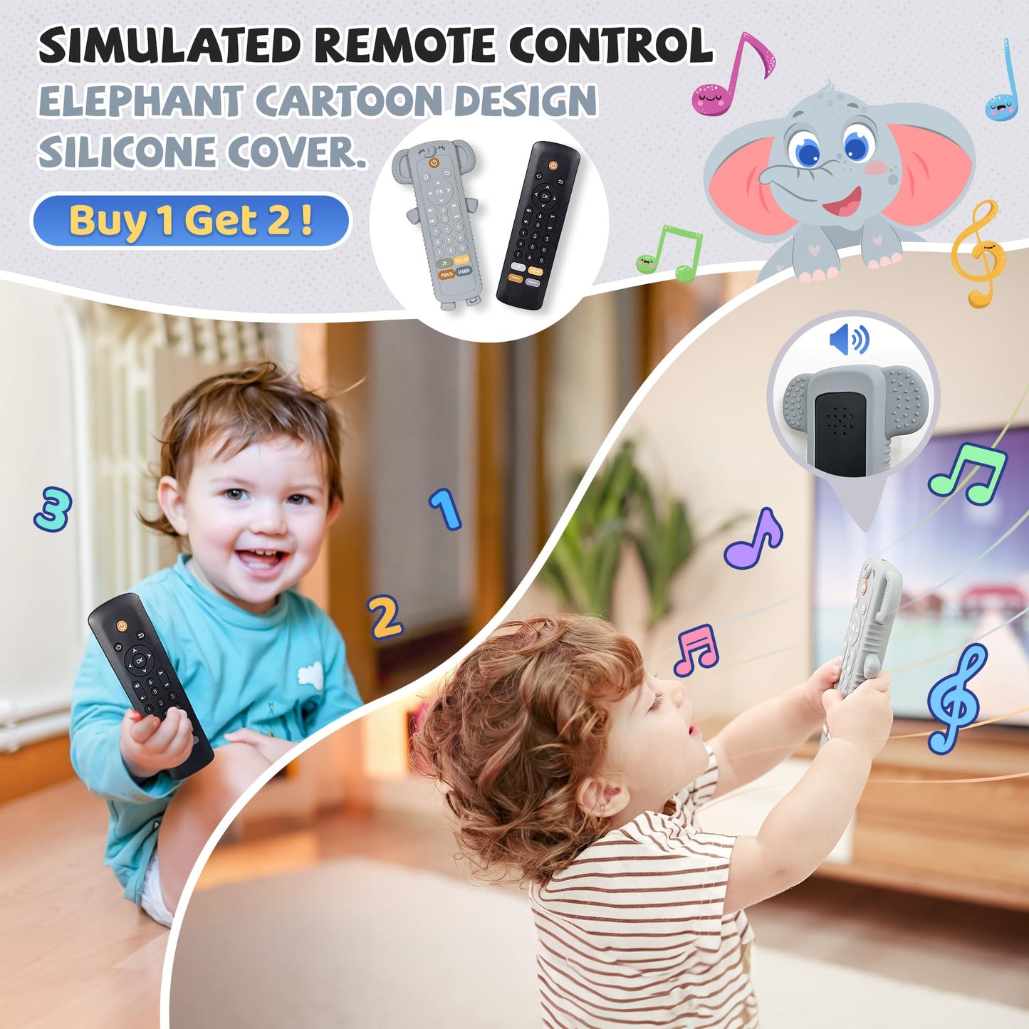 KIRALUMI Baby Remote Toy with Silicone Teether Cover — 3-Language Learning (6-18 Months)