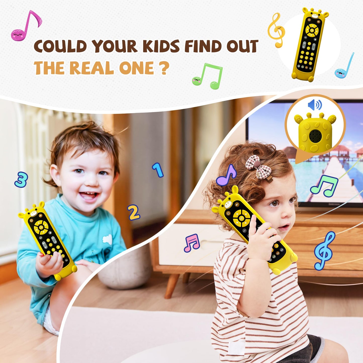 KIRALUMI Baby Remote Control Toy with Giraffe Silicone Cover | Educational Musical Toy for 6–18 Months