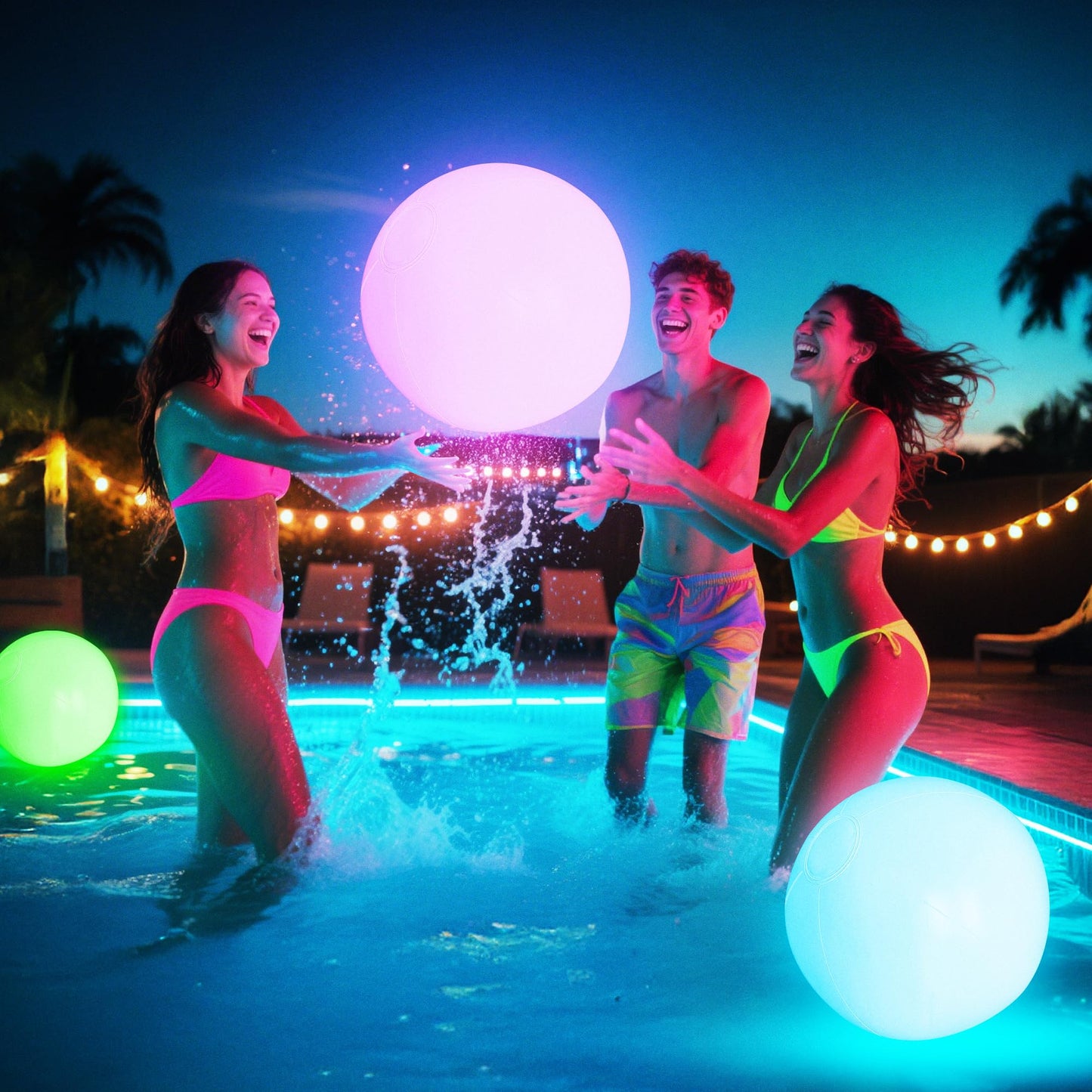 KIRALUMI Glow Beach Balls 16-Inch – 2 Pack with 8 LED Modes
