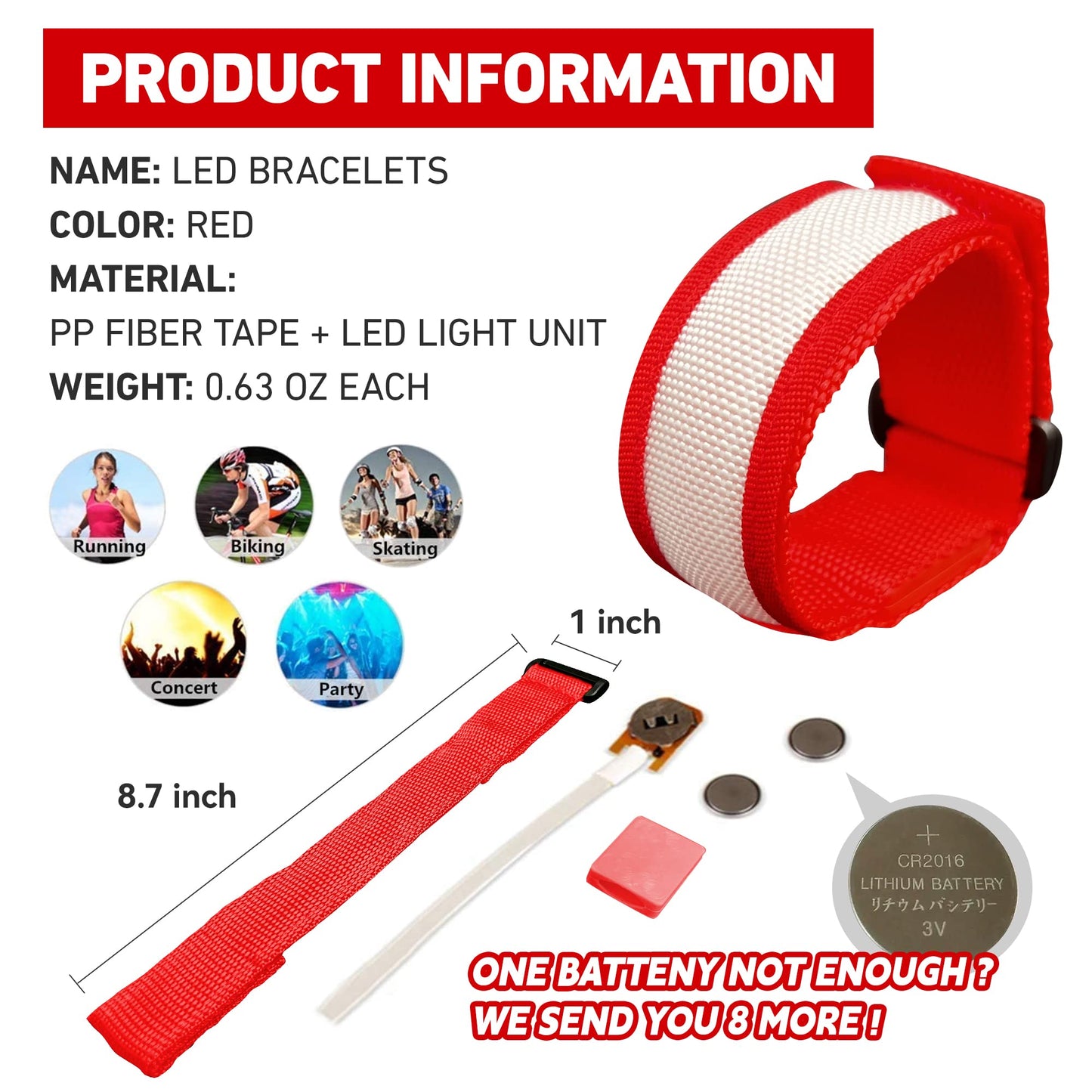 KIRALUMI 8 Pack LED Glow Bracelets – Light Up Wristbands for Parties, Concerts & Festivals