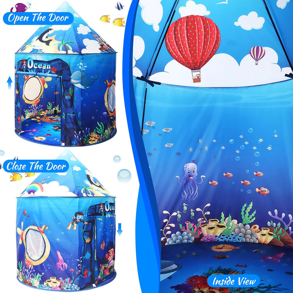 KIRKJUFELL Premium Under The Sea Kids Tent | Ocean Mermaid Play Tent for Toddlers 3-5