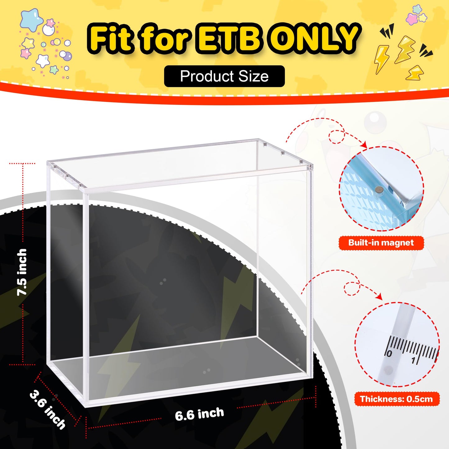 Kisbox 2-Pack ETB Protector Case — 5mm Clear Acrylic Display Boxes for Elite Trainer Box