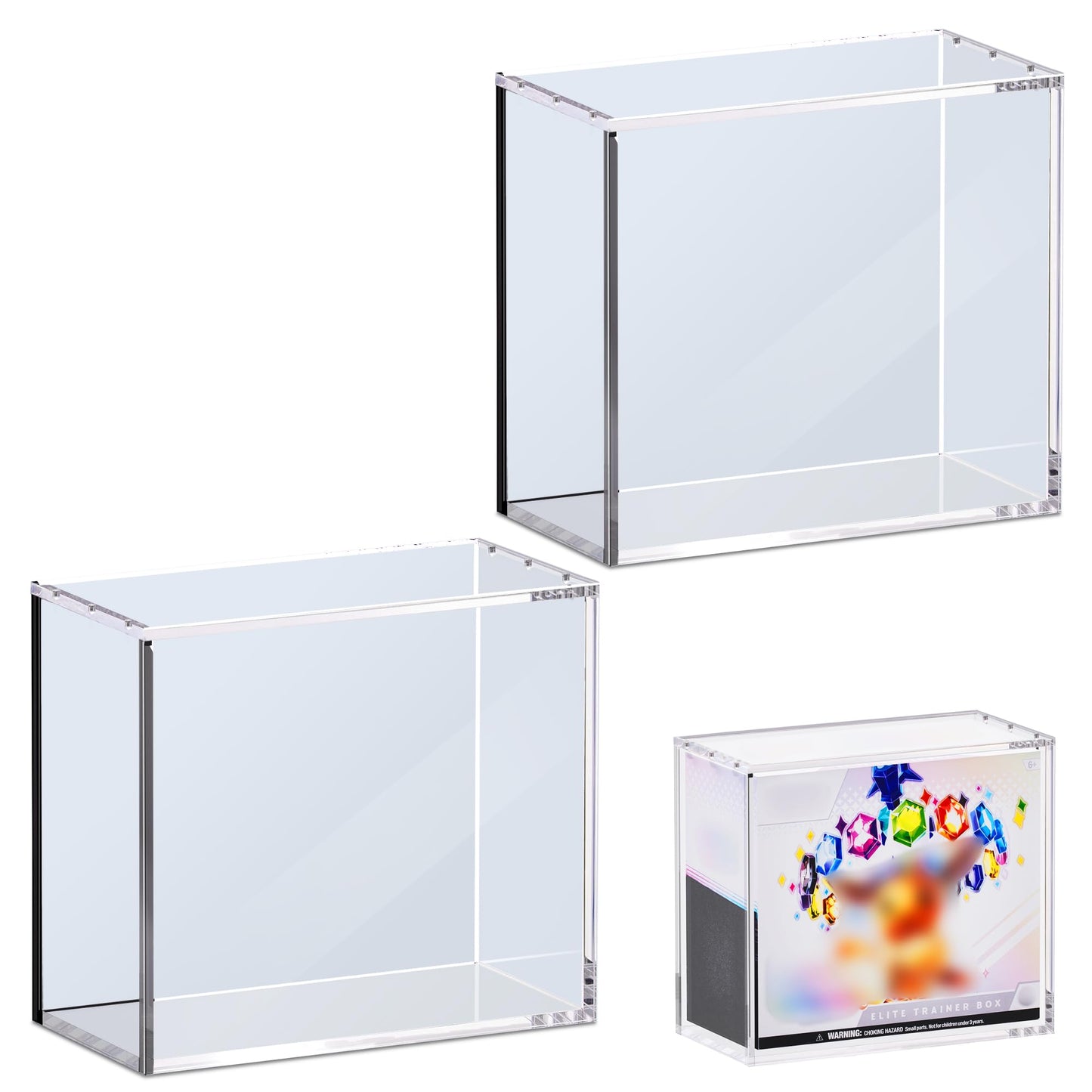 Kisbox 2-Pack ETB Protector Case — 5mm Clear Acrylic Display Boxes for Elite Trainer Box