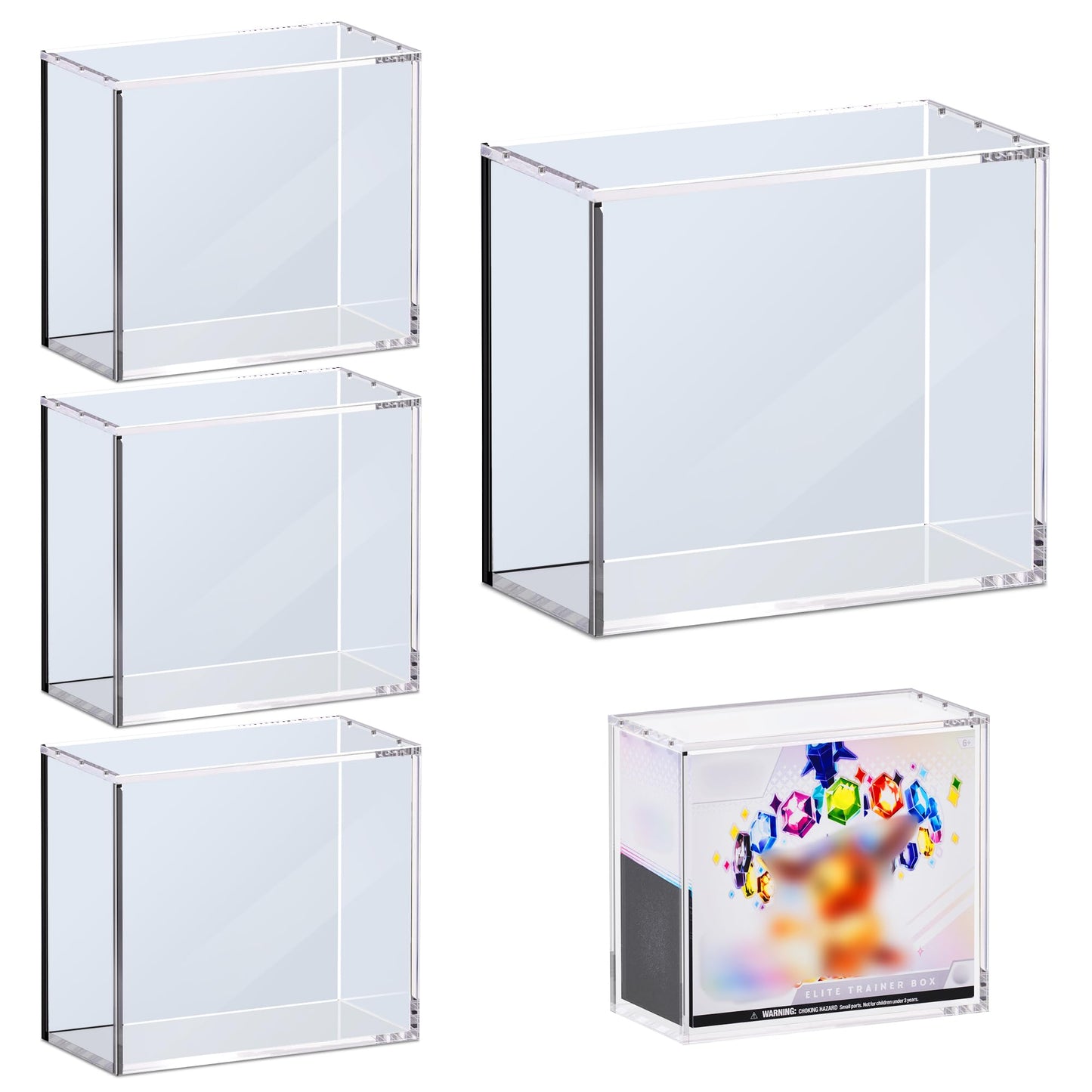 Kisbox 4-Pack ETB Protector Case — 5mm Acrylic Display Boxes for Elite Trainer Box