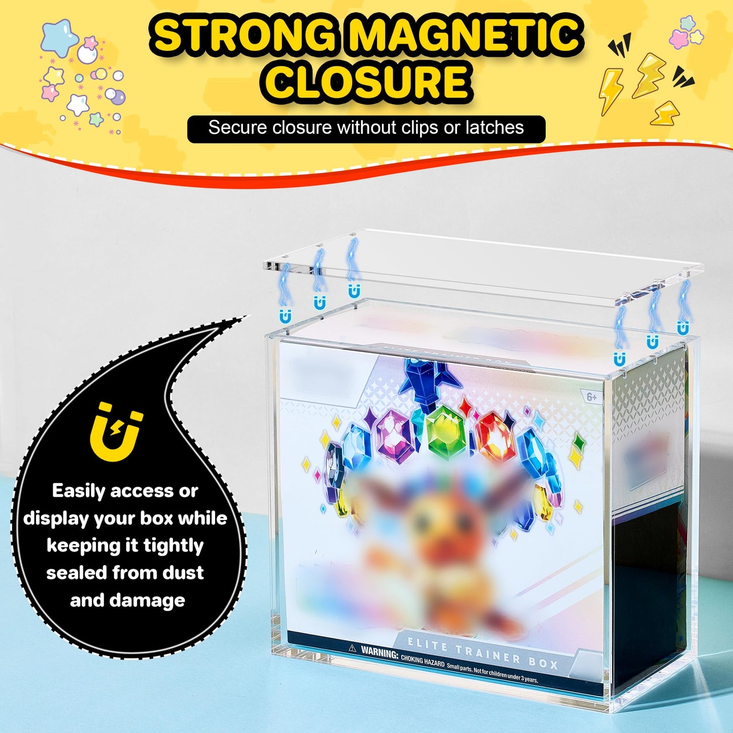 Kisbox 4-Pack ETB Protector Case — 5mm Acrylic Display Boxes for Elite Trainer Box